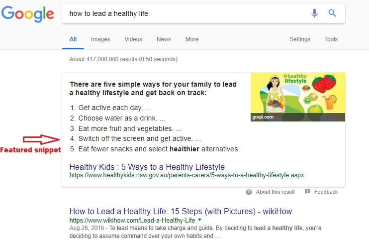 google featured snippets