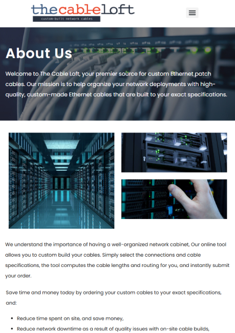 Cable Loft 'About us' page