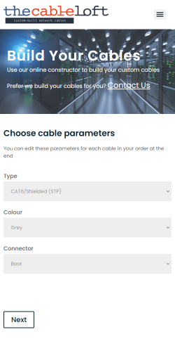 Cable Loft 'Build Your Cables' page